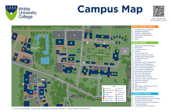 Writtle University College Campus Map
